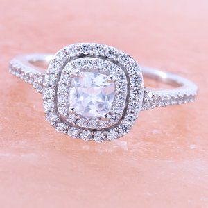 925 engagement ring CZ 18K GOLD FINISH STUNNING!
